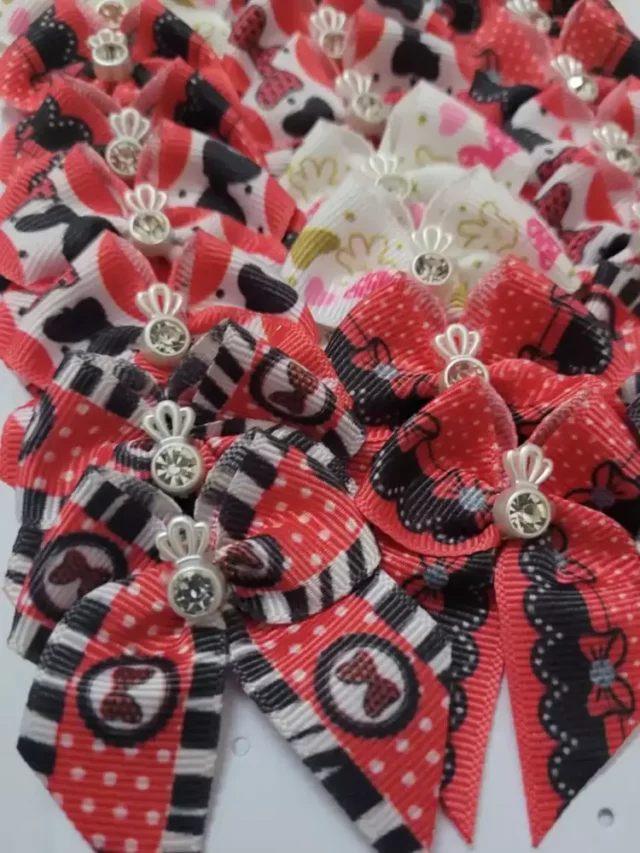 L1075 LAÇO PONTA GORG ESTAMPA MINNIE C/COROINHA - 24 UN