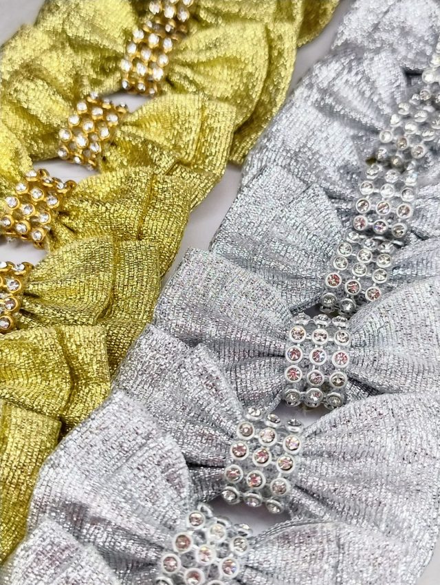 L55050 LAÇO DUPLO C/STRASS (DOURADO/PRATA) - 20 UN