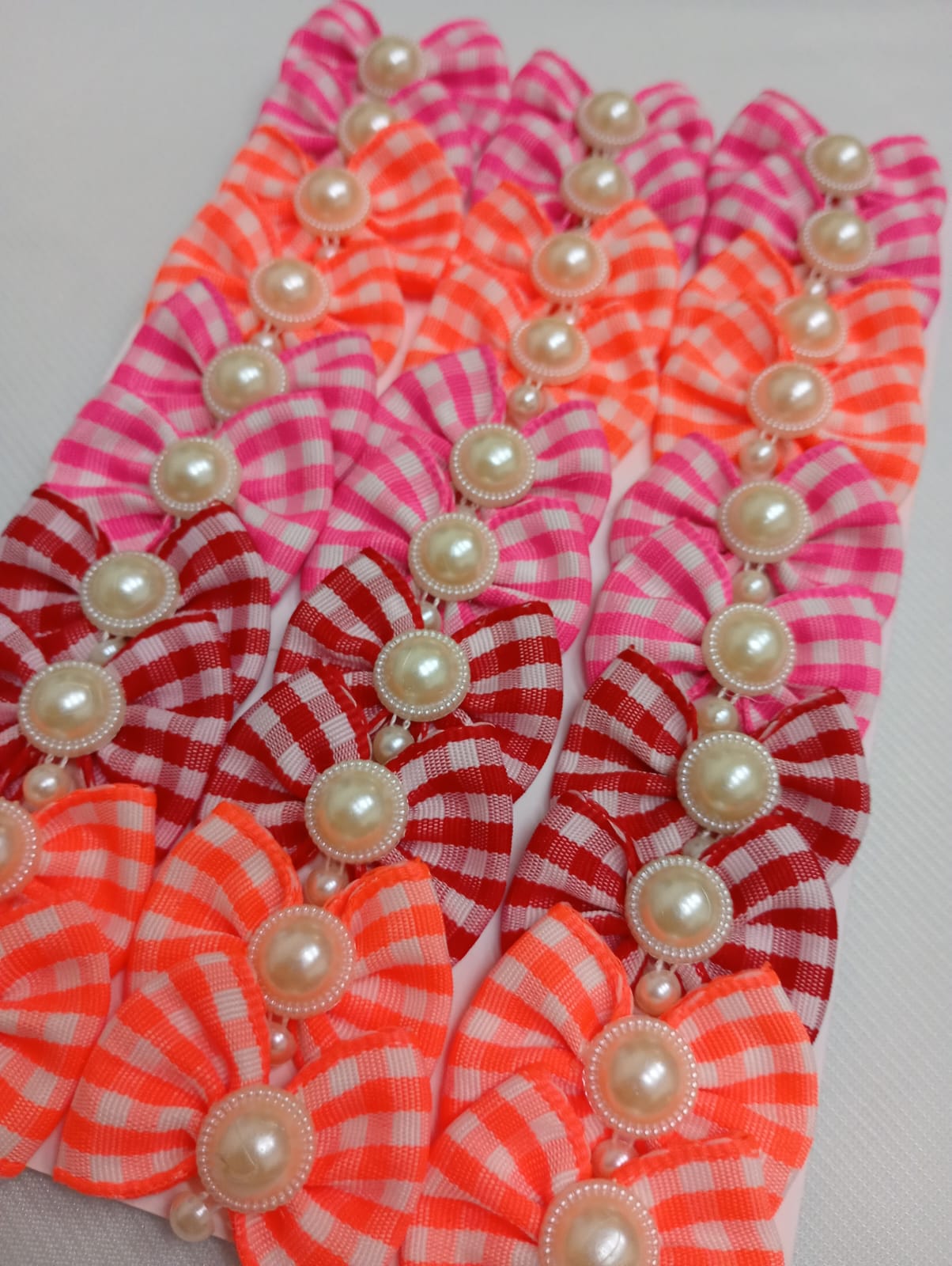 L11649 LAÇO XADREZ NEON C/PÉROLA DUPLA - 30 UN