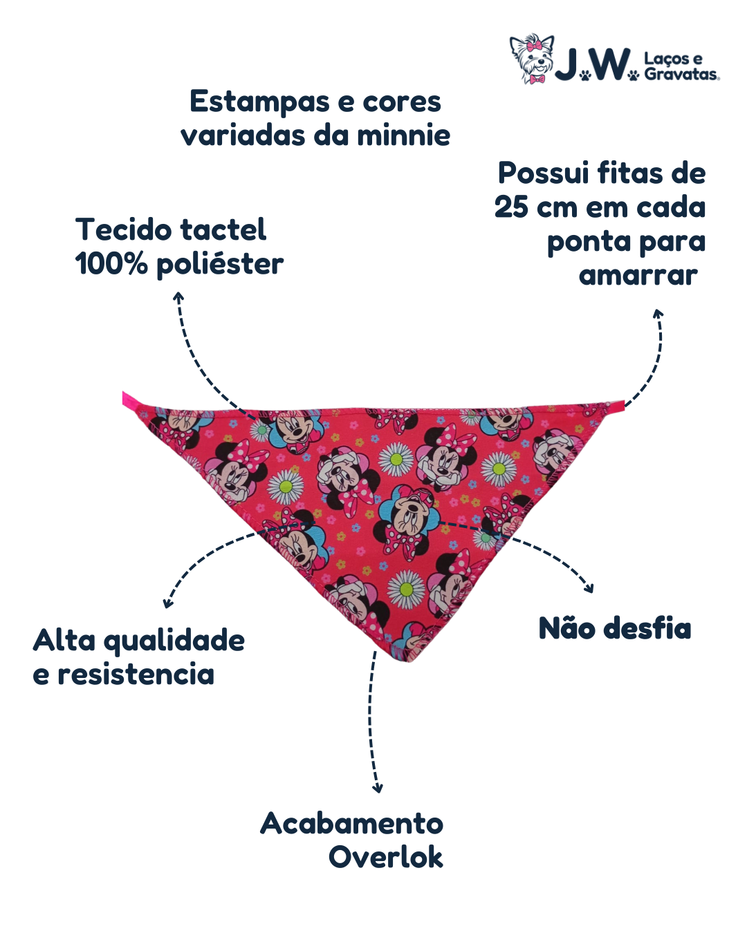 B145 BANDANA ESTAMPA MINNIE - 10 UN - Imagem 2