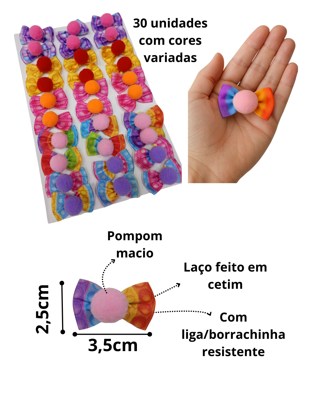 L10647 LACINHO ESTAMPADO C/POMPOM - 30 UN - Imagem 2