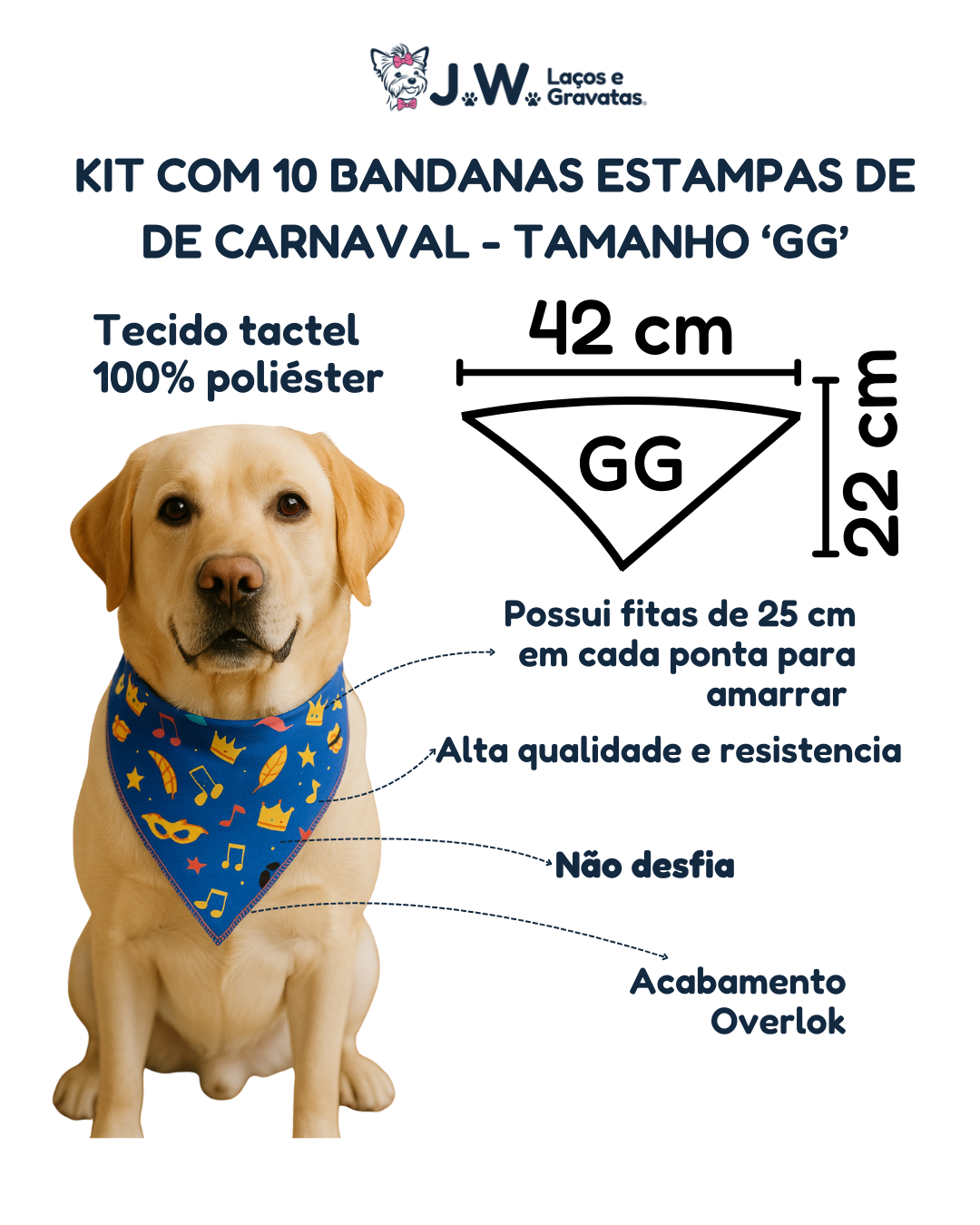 B70140 BANDANA ESTAMPA CARNAVAL 'GG' - 10 UN - Imagem 2