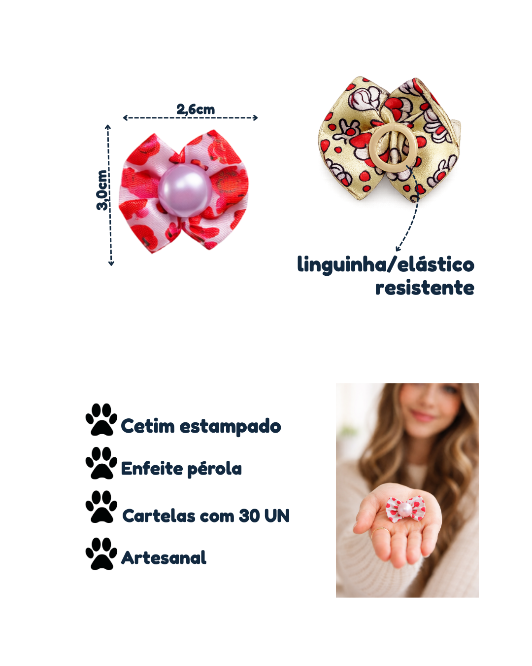 L10255 LAÇO ESTAMPADO LOVE C/PÉROLA - 30 UN - Imagem 2