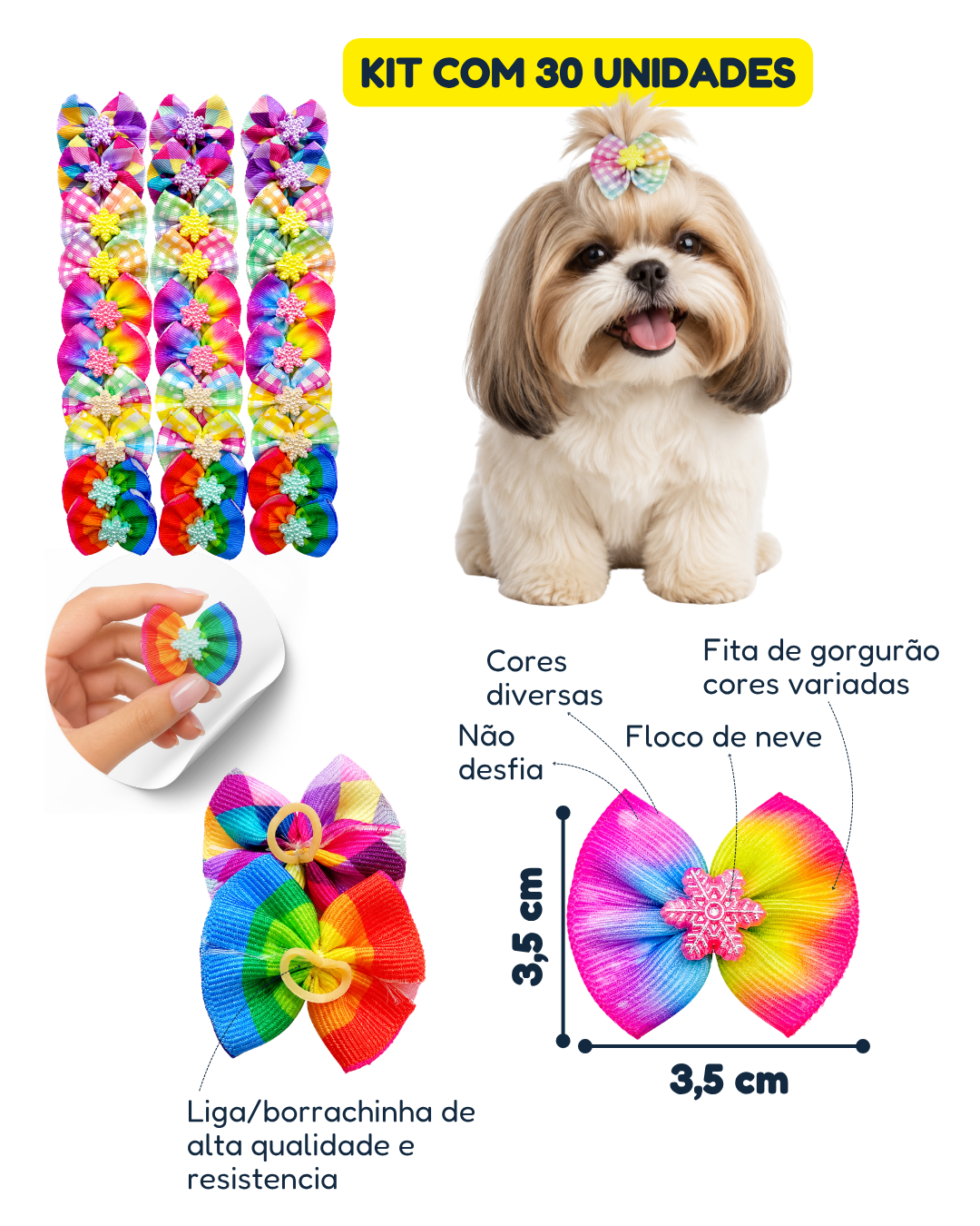 L10269 LAÇO GORG COLOR FLOCO DE NEVE- 30 UN - Imagem 2
