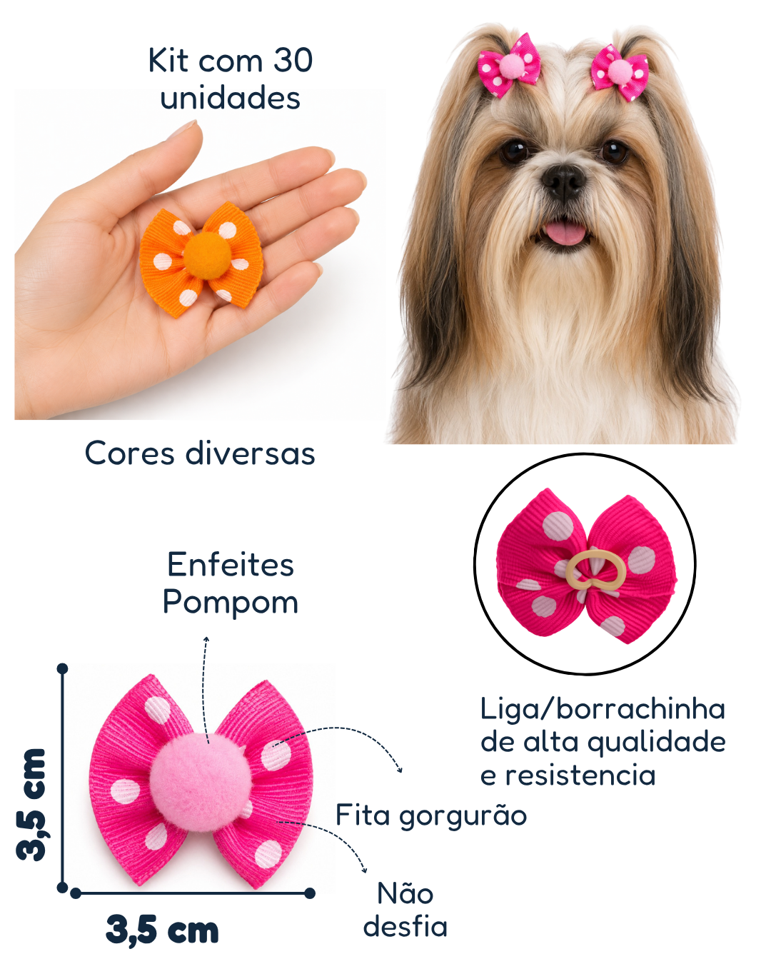 L10220 LAÇO GORG. POA C/POMPOM - 30 UN - Imagem 2